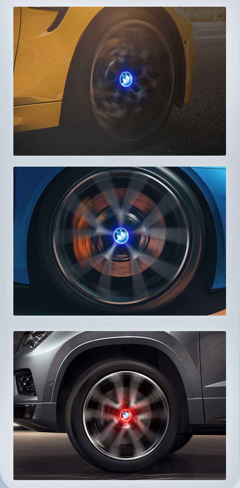 BMW Floating LED Wheel Center Hub Caps | 4Pcs