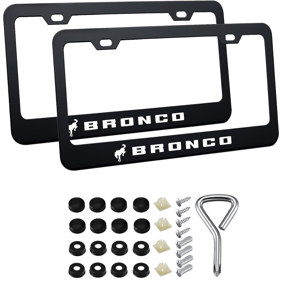 2pcs Bronco License Plate Frames with Screw Caps