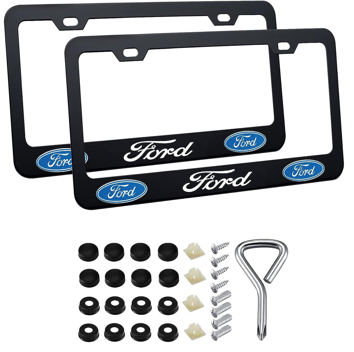 2pcs Ford License Plate Frames with Screw Caps