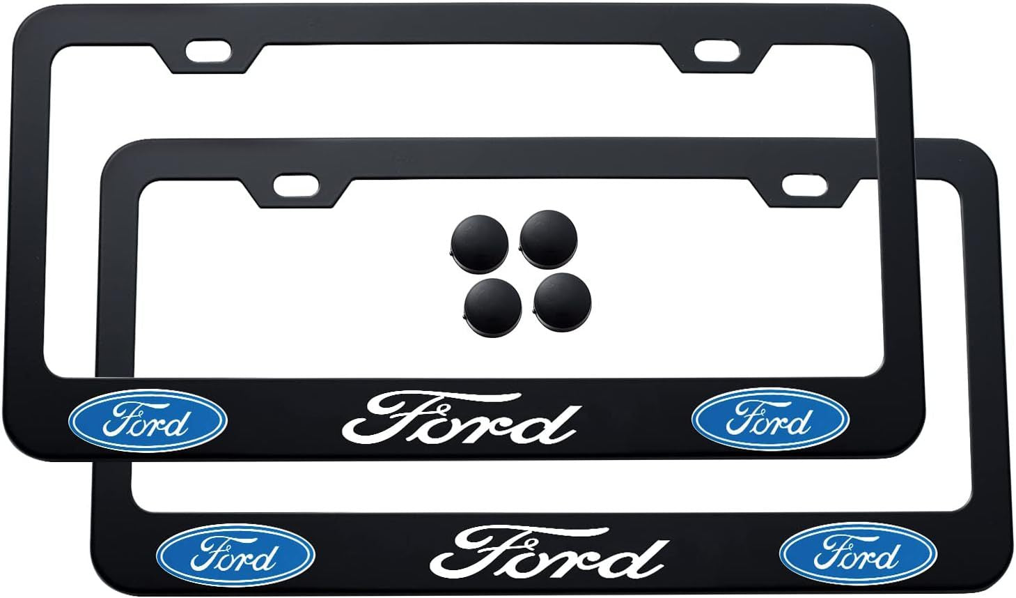 2pcs Ford License Plate Frames with Screw Caps