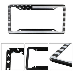 2pcs American Flag License Plate Frames with Screw Caps