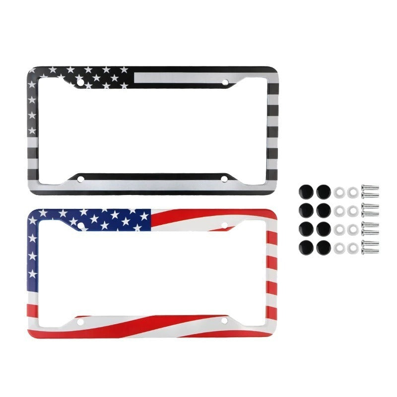 2pcs American Flag License Plate Frames with Screw Caps Main image