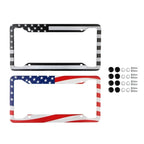 2pcs American Flag License Plate Frames with Screw Caps