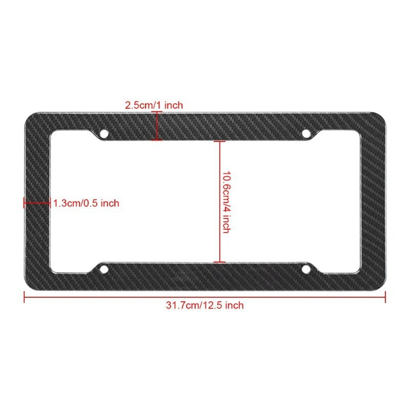 2pcs Carbon Fiber Texture License Plate Frames with Screw Caps