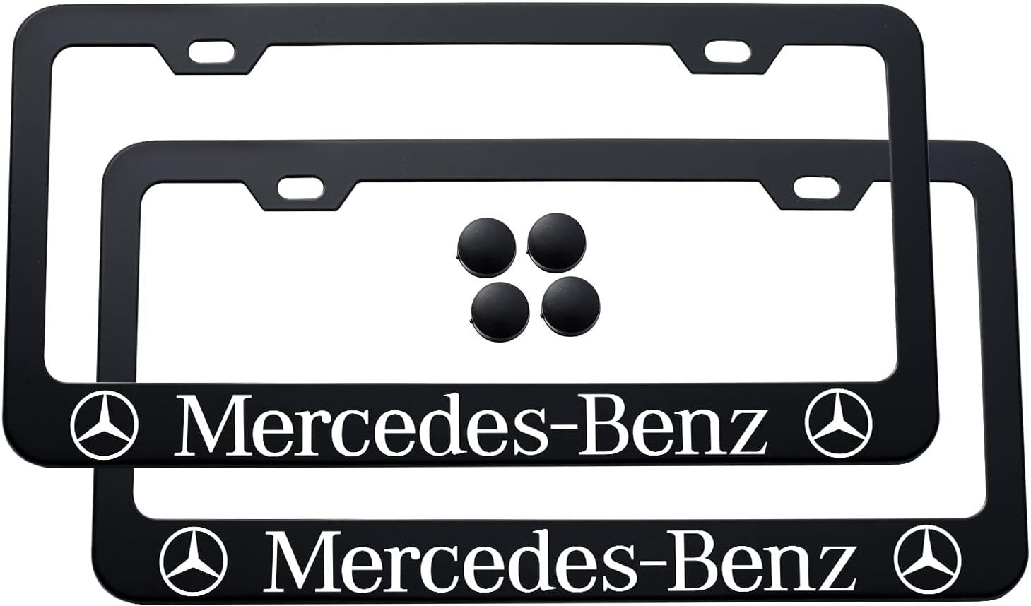 2pcs Mercedes-Benz License Plate Frames with Screw Caps