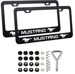 2pcs Mustang License Plate Frames with Screw Caps