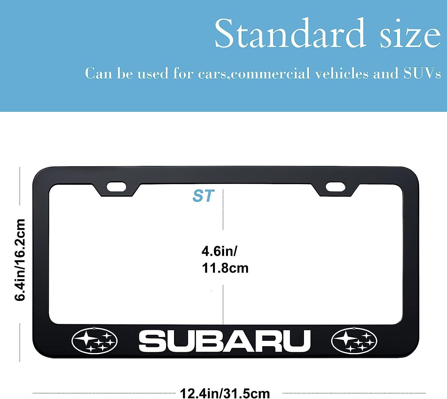 2pcs Subaru License Plate Frames with Screw Caps