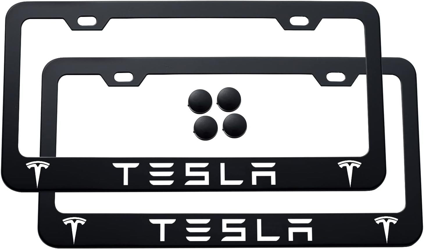 2pcs Tesla License Plate Frames with Screw Caps