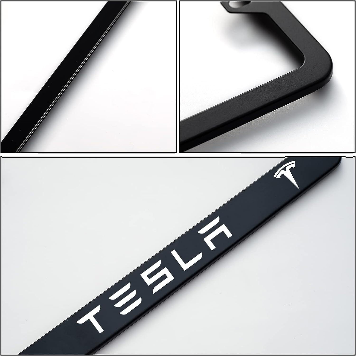 2pcs Tesla License Plate Frames with Screw Caps