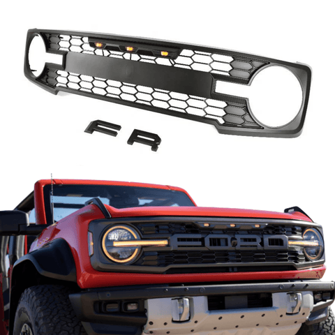 2021-2022 Ford Bronco Black Raptor Grille With Letters&Amber