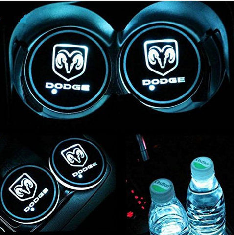 Dodge 7 Color LED Car Cup Holder Lights | 2Pcs