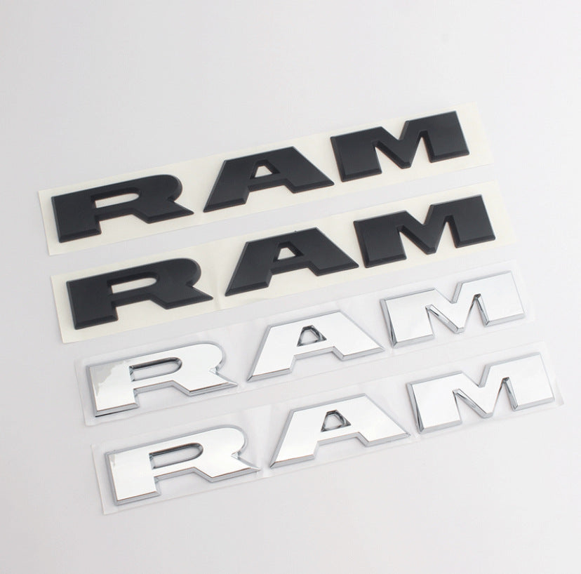2Pcs Matte Black Front Door Side Letters Emblems Badges For RAM 1500 2019-2022