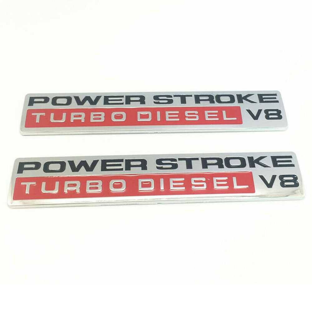 POWER STROKE TURBO DIESEL V8 Door Fender Emblem | 2Pcs