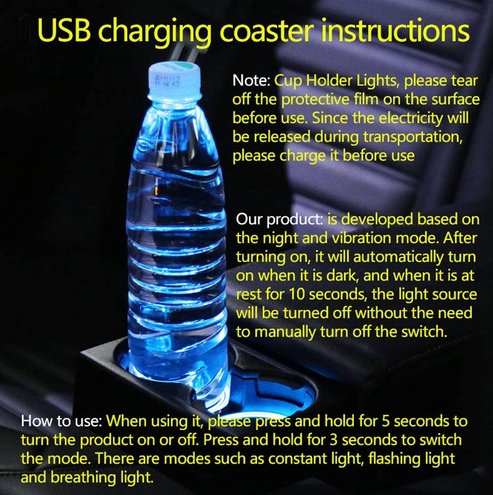 Ford 7 Color LED Car Cup Holder Lights | 2Pcs