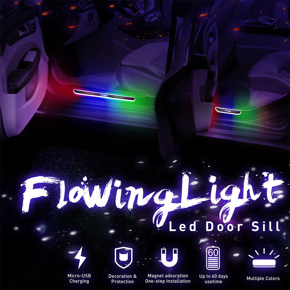 Custom Car Door Sill LED Auto-Sensing Wiring-Free Welcome Courtesy Lights
