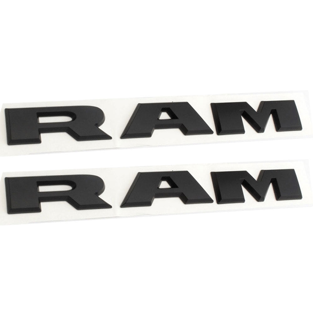 2Pcs Matte Black Front Door Side Letters Emblems Badges For RAM 1500 2019-2022