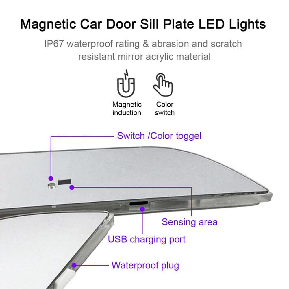 Custom Car Door Sill LED Auto-Sensing Wiring-Free Welcome Courtesy Lights