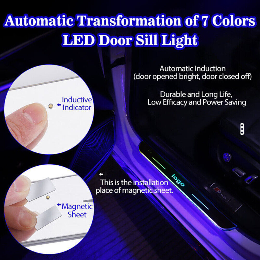 Custom Car Door Sill LED Auto-Sensing Wiring-Free Welcome Courtesy Lights