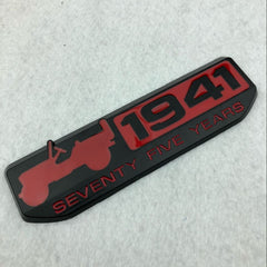 For Jeep Front Fender Door 75 TH Anniversary 1941 Logo Emblem Nameplate Badge