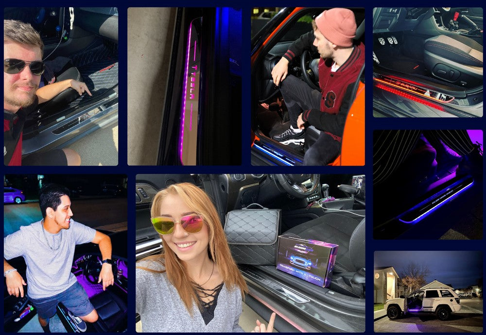 Custom Car Door Sill LED Auto-Sensing Wiring-Free Welcome Courtesy Lights Image secondaire du produit